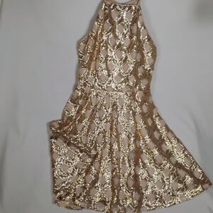 Lulu's Gold Silver Sequin Sleeveless Dress - Iconic Gatsby Style Fun Flirty